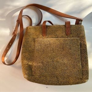 Madewell Zip Top Small Spotted Calf Hair Transport Crossbody Bag